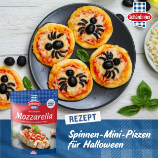 Spinnen-Mini-Pizzen für Halloween