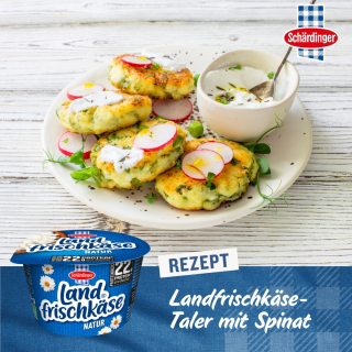 Landfrischkäse-Taler mit Spinat